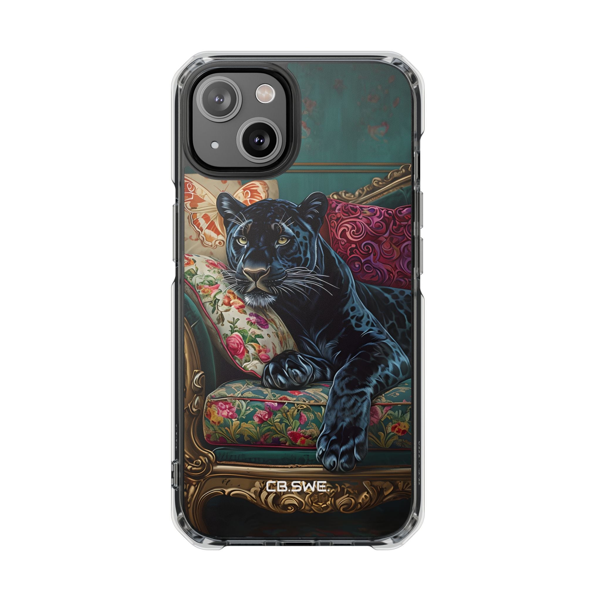 Serene Black Panther Vintage Royal Living Room Art iPhone 14 - Impact Clear+