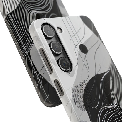 Fluid Rhythms: Monochrome Line Flow Samsung S23 - Slim Phone Case