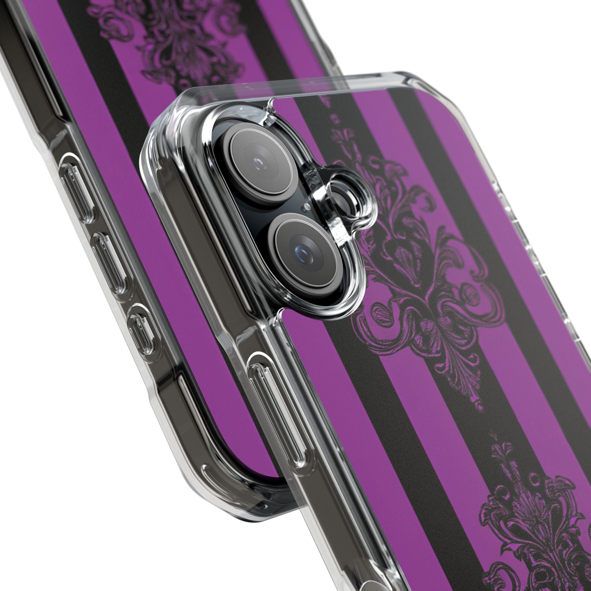 Gothic Elegance with Vertical Stripes and Ornamental Motifs iPhone 16 - Clear Impact Phone Case