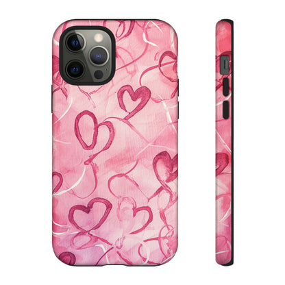 Intertwined Hearts & Cupid - Protective Phone Case