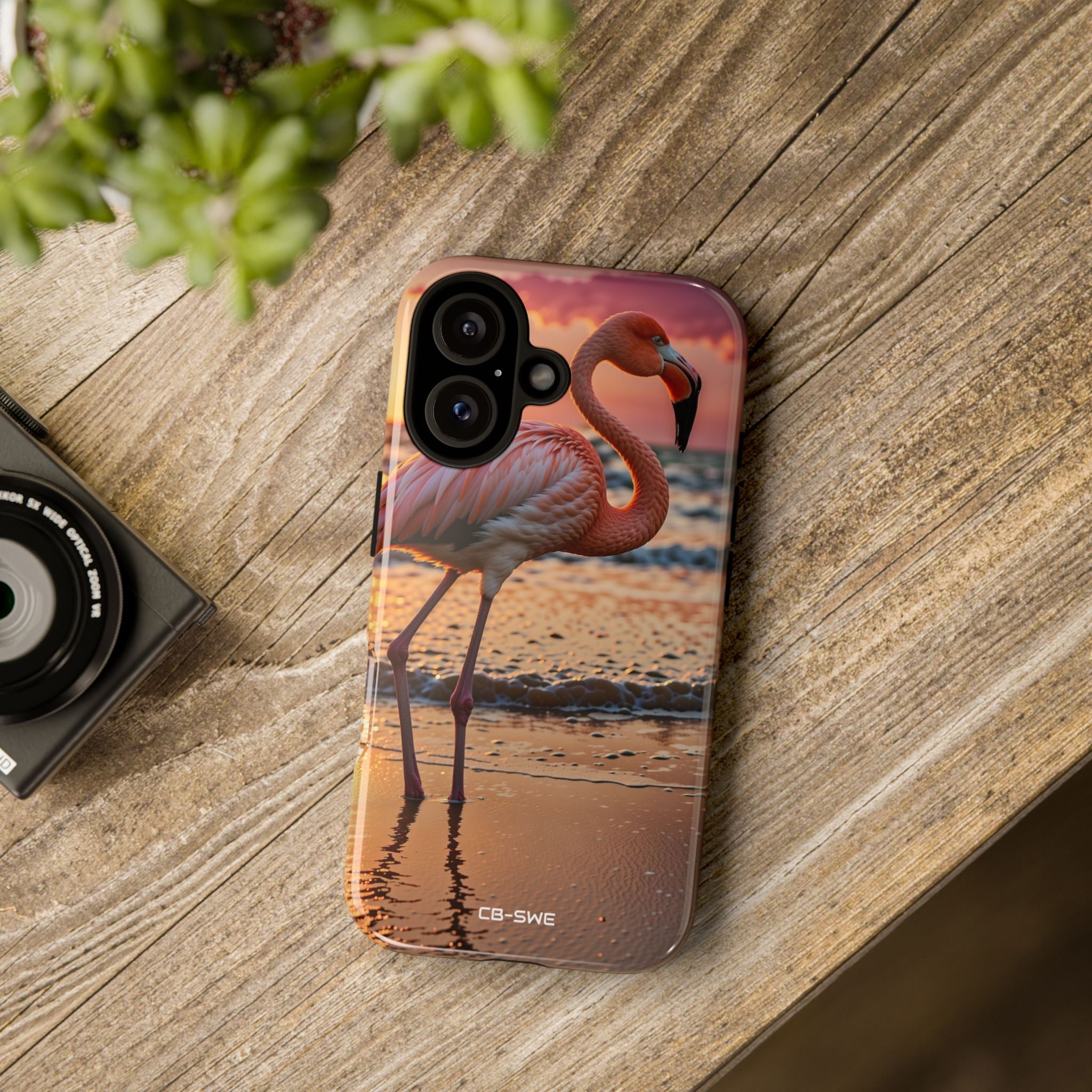 Sunset Flamingo Stand - iPhone Case