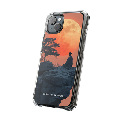 Zen Tranquility Under a Red Moon iPhone 15 - Clear Impact Phone Case