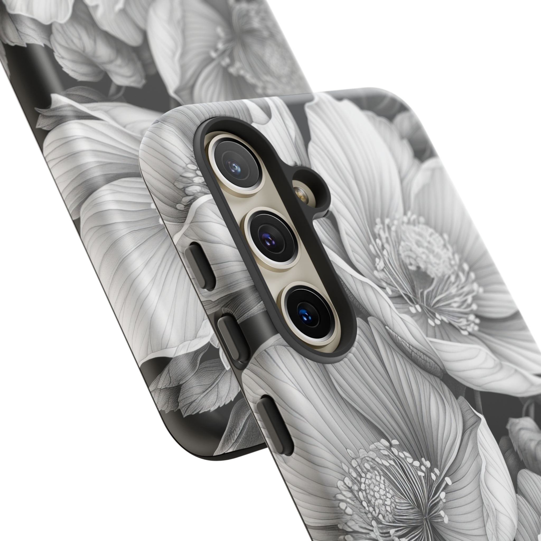 Elegant Monochrome Floral Art - For Samsung S24