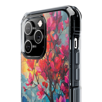 Vibrant Geometric Tree Landscape iPhone 14 - Clear Impact Phone Case