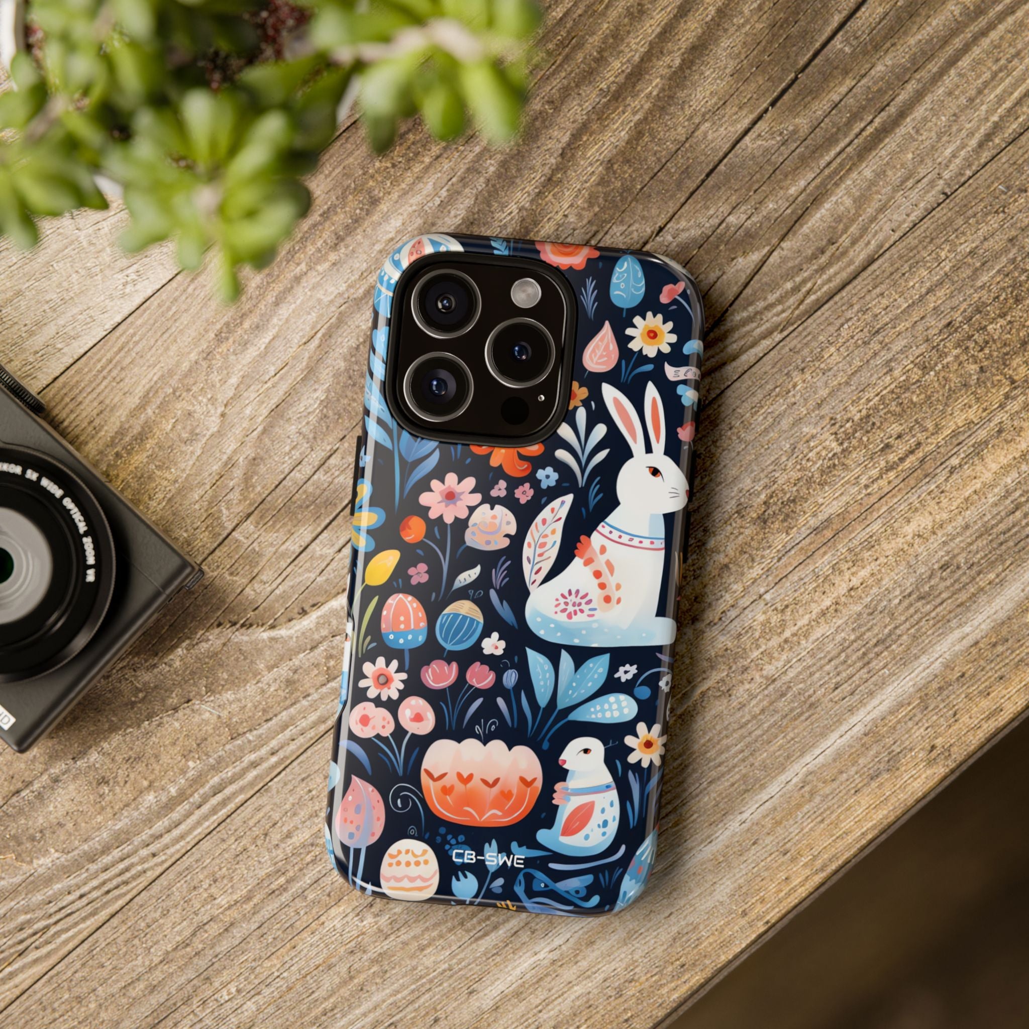 Bunnies Play Among Flowers - iPhone Case