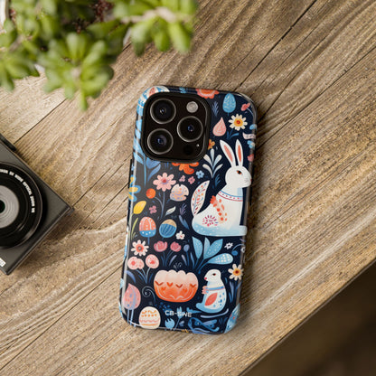 Bunnies Play Among Flowers - iPhone Case
