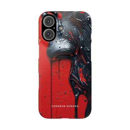 Textured Crimson Bloom iPhone 16 - Slim Phone Case