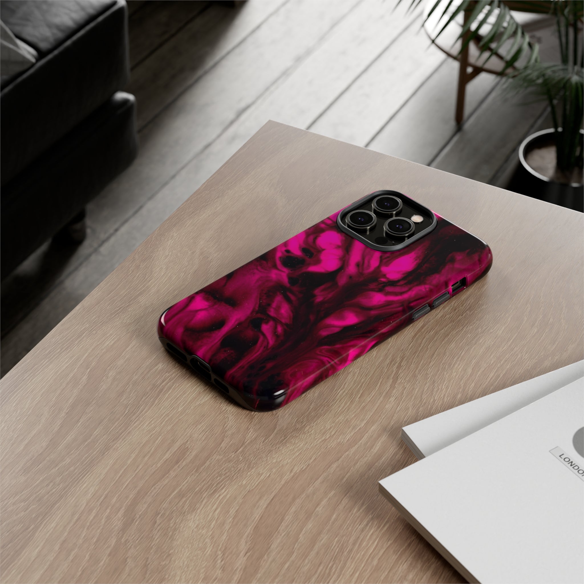 Bright Pink Ink Art iPhone Case (Protective) Phone Case