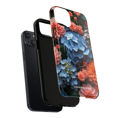 Blue Floral Bliss - Tough + MagSafe® iPhone 14 Phone Case