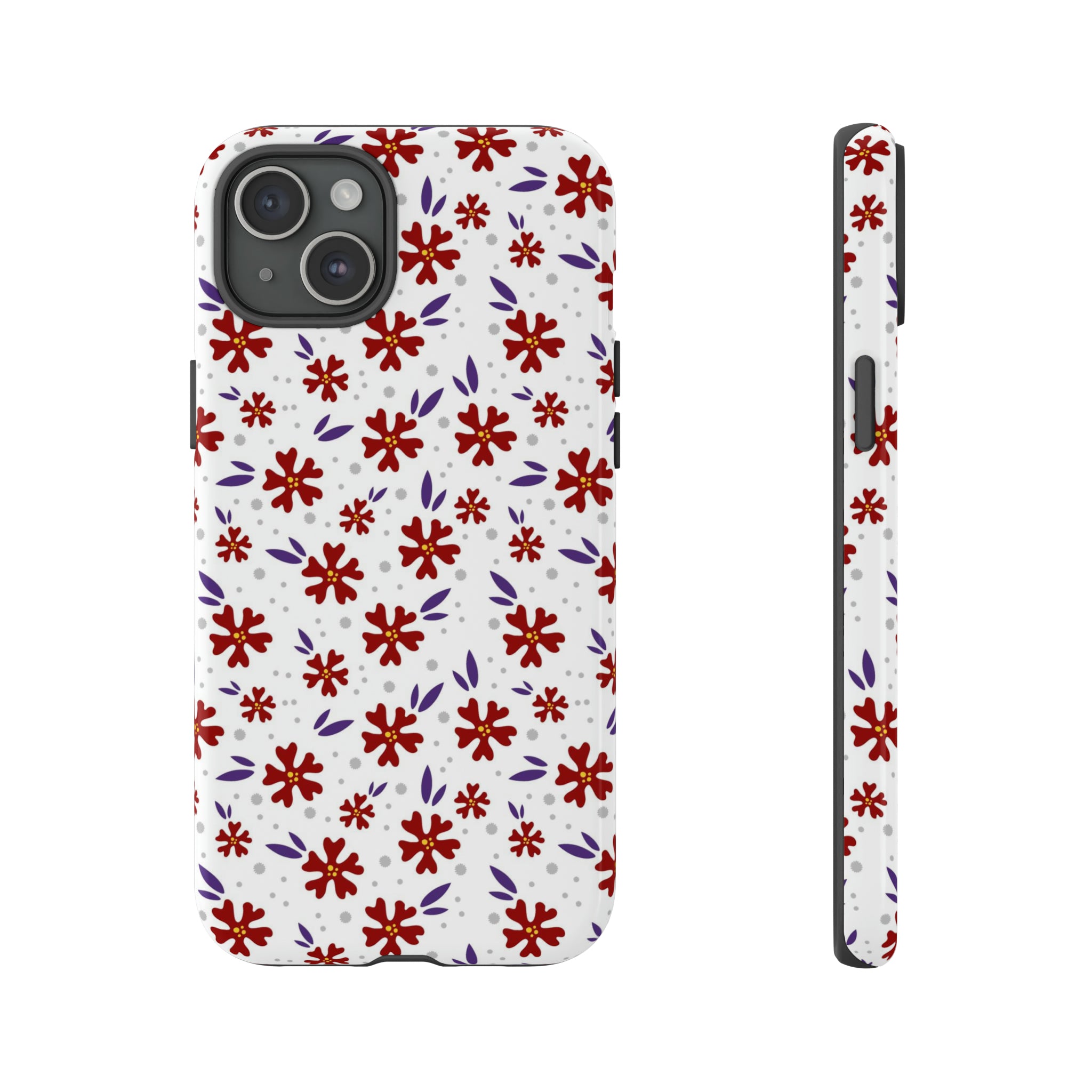 Red Flower Pattern - Protective Phone Case