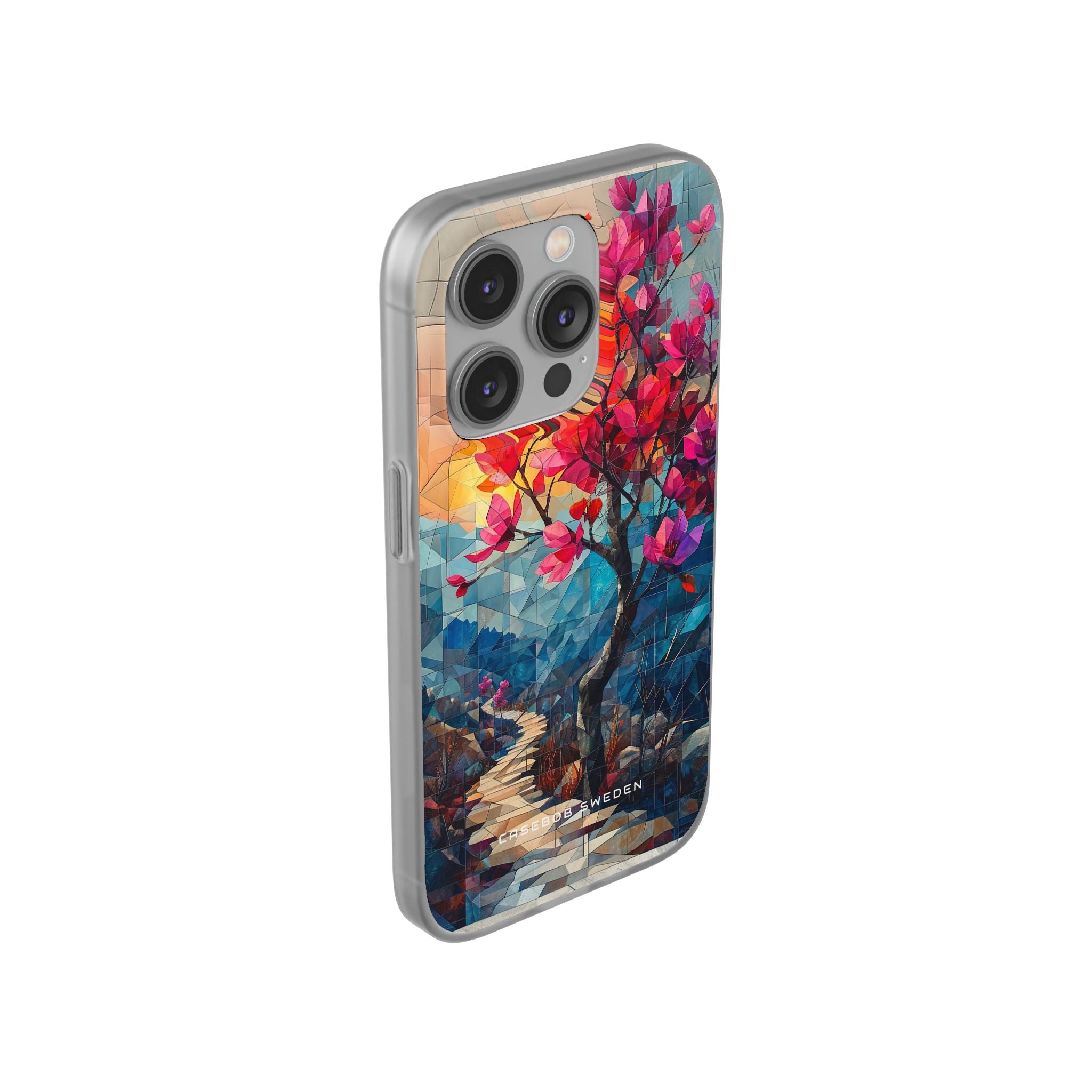 Vibrant Geometric Tree Landscape iPhone 14 - Flexi Phone Case