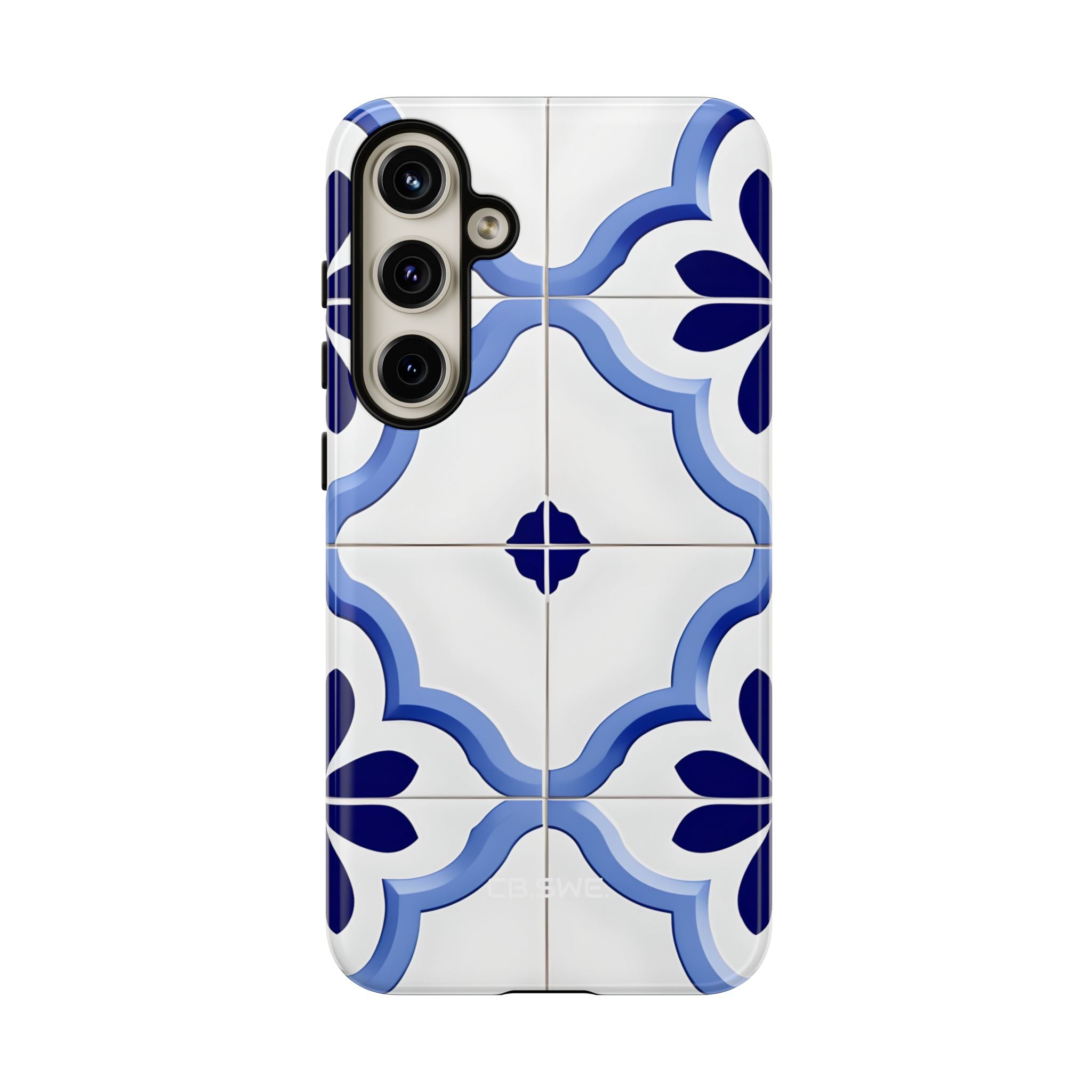 Elegant Blue Floral Geometric Tile Samsung S24 - Tough