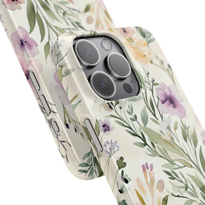 Soft Green Lavender Floral Pattern - Slim iPhone 15 Phone Case