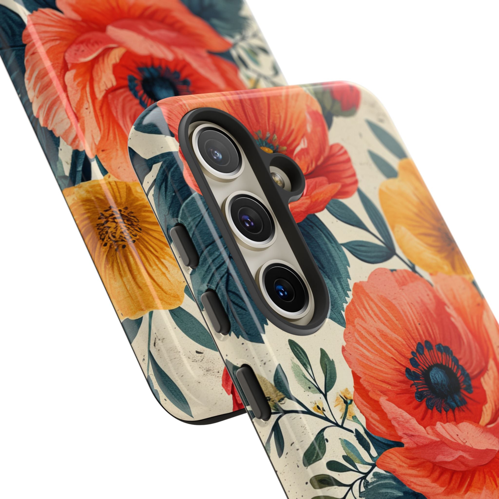 Vibrant Botanical Poppies - Tough Samsung S24 Phone Case