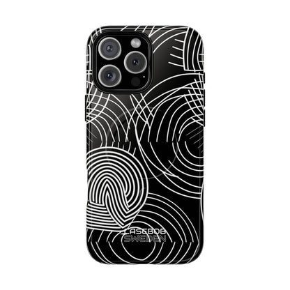 Monochrome Spiral Curves iPhone 16 - Tough+