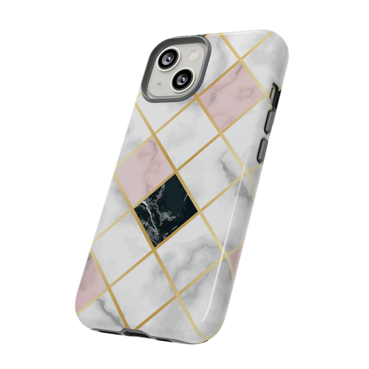 Pink Marble Geometric iPhone Case (Protective) Phone Case