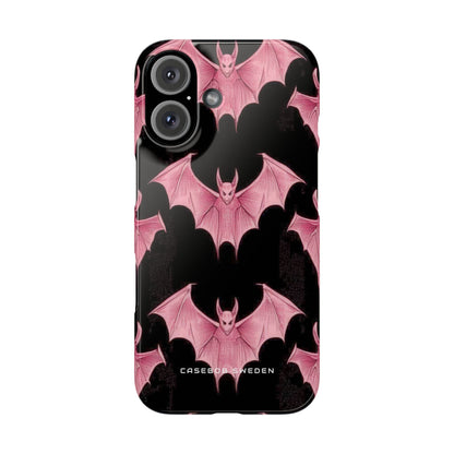 Gothic Pink Bats Aflame iPhone 16 - Schlanke Handyhülle