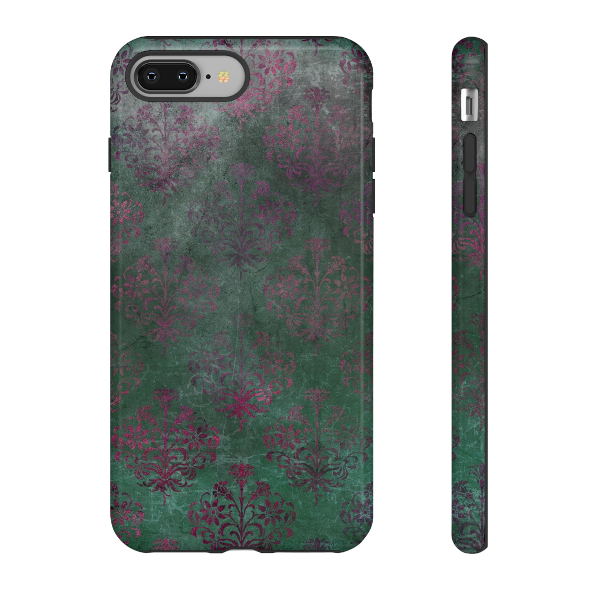 Green Damask Gothic Flower - Protective Phone Case