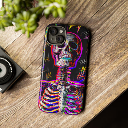 Neon Skeleton Laugh iPhone 15 Plus Case - Tough