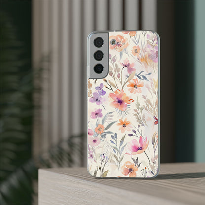 Soft Pink Floral Watercolor Design - Flexi Samsung S22 Phone Case