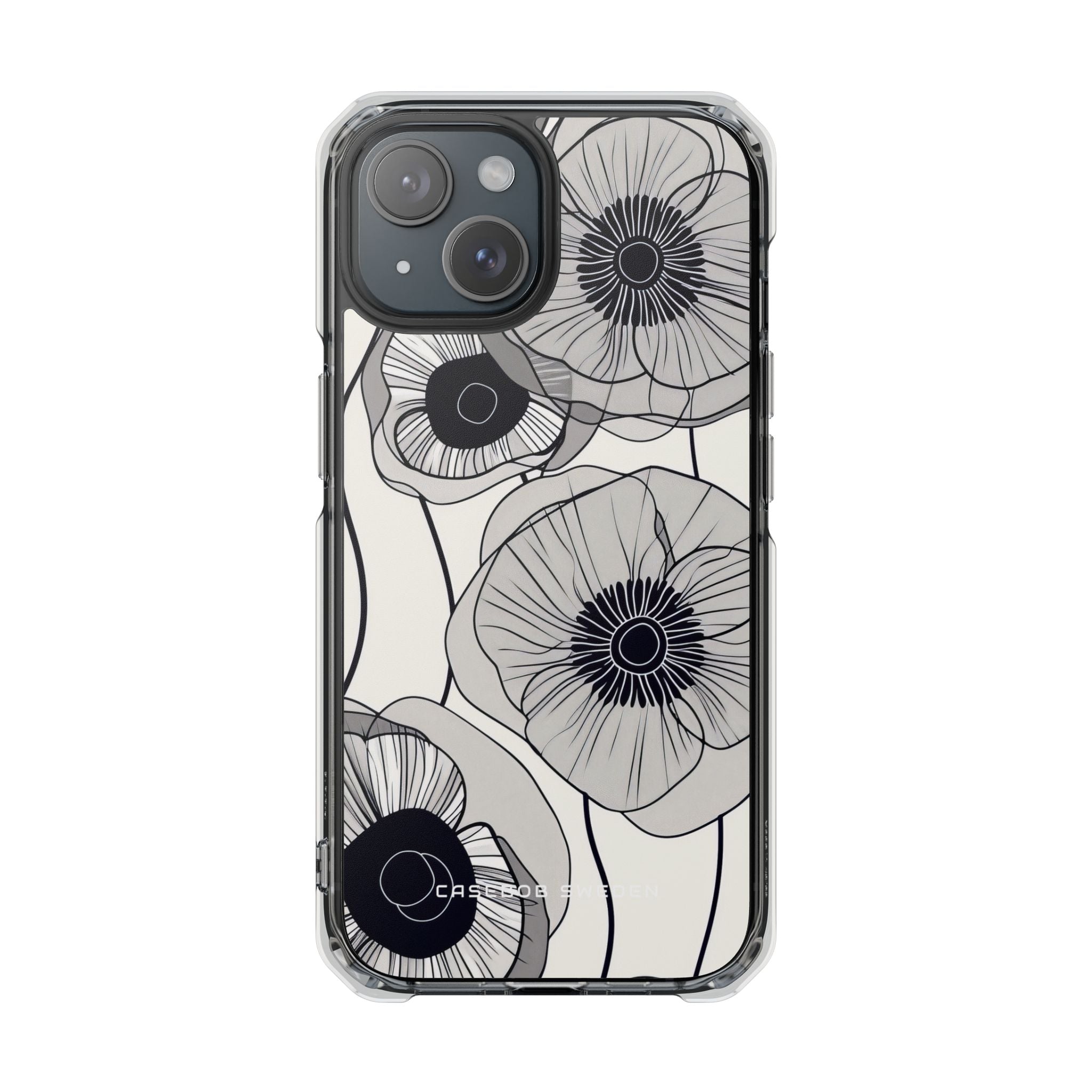 Moderne minimalistische Blumen iPhone 15 - Transparente, schlagfeste Handyhülle