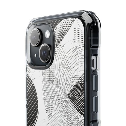 Geometric Monochrome Flow iPhone 15 - Clear Impact Phone Case