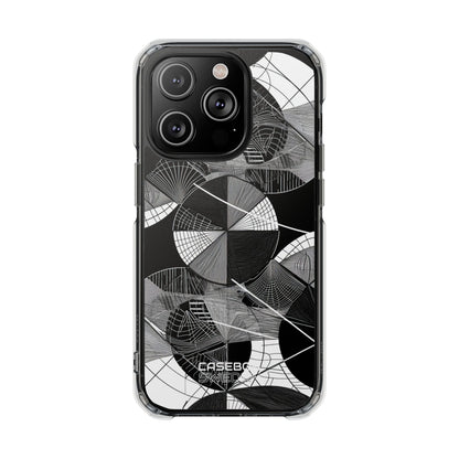 Monochrome Circle Maze iPhone 14 - Impact Clear+