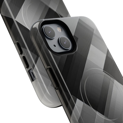 Grayscale Geometric Layers iPhone 14 - Tough+