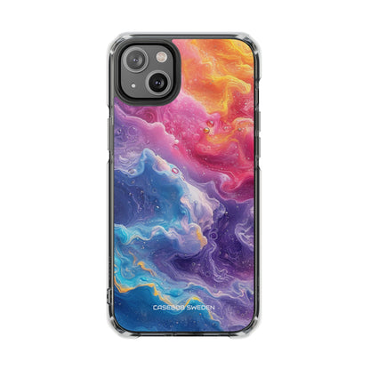 Abstract Blue Pink Waves - Clear Impact iPhone 14 Phone Case