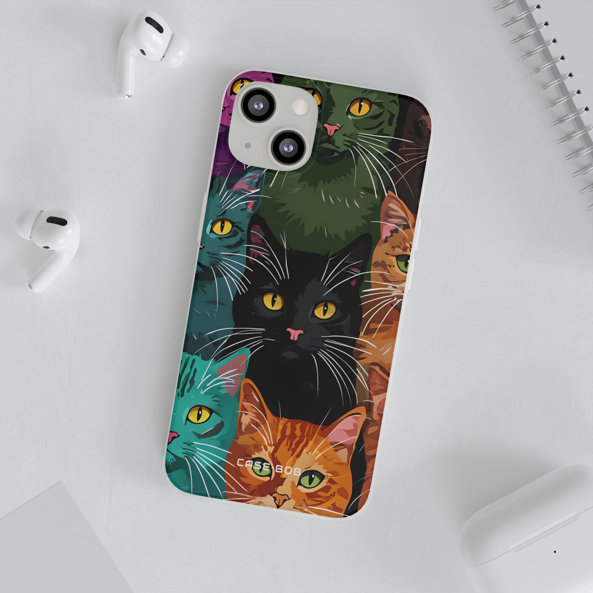 Teal Cat Grid iPhone 13 - Soft
