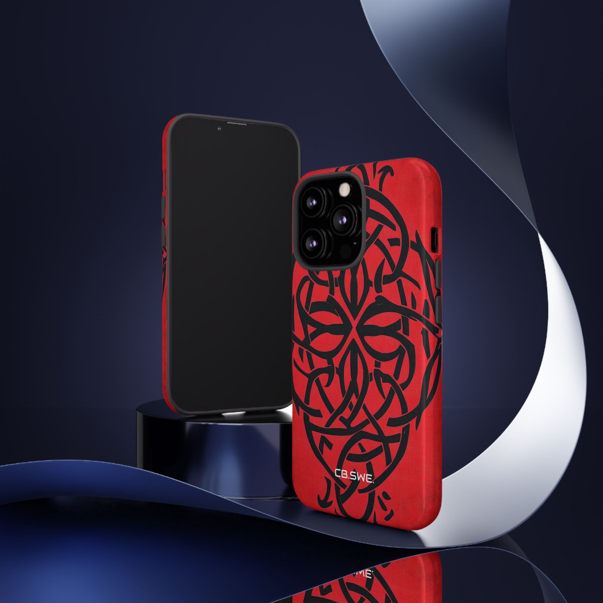Beautiful Red Symmetric Celtic Symbols Gothic Standard iPhone 13 - Tough