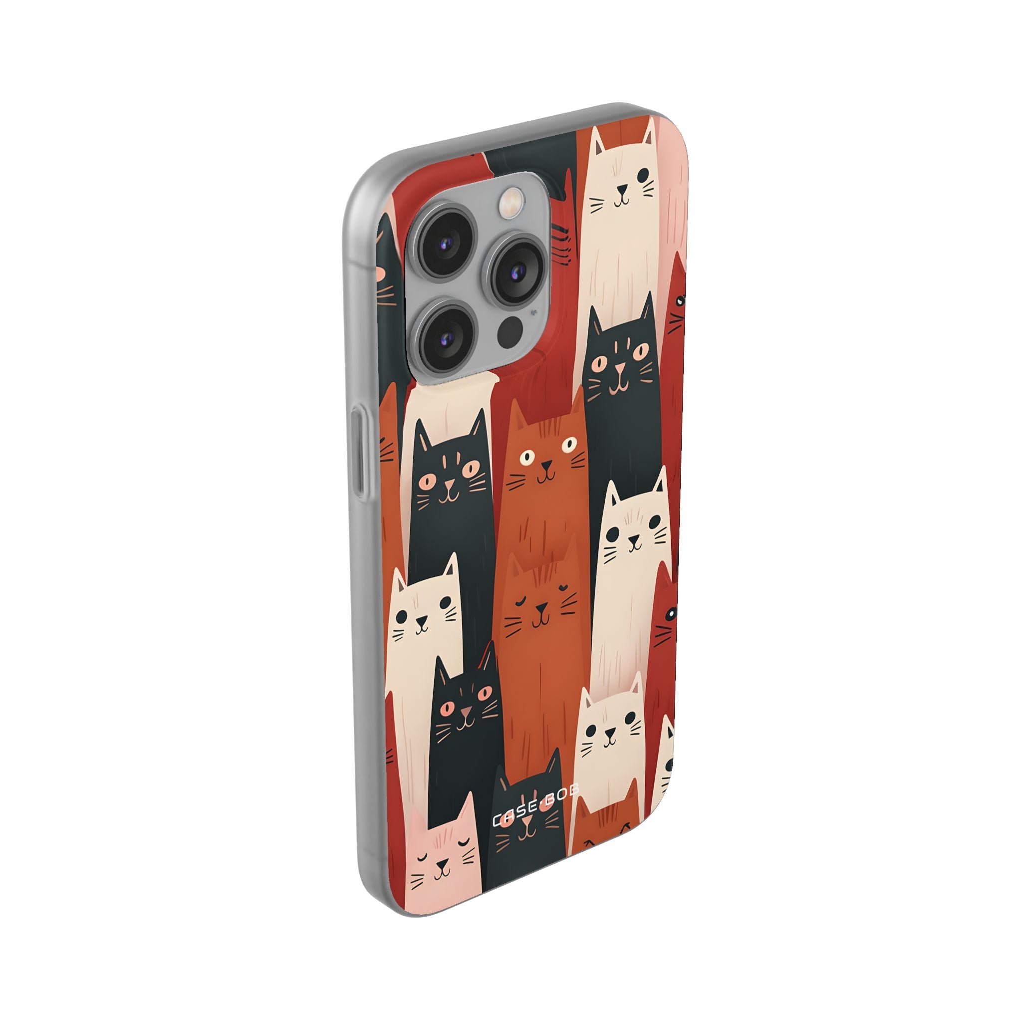Elongated Cats Black iPhone 14 Pro Max Case - Soft