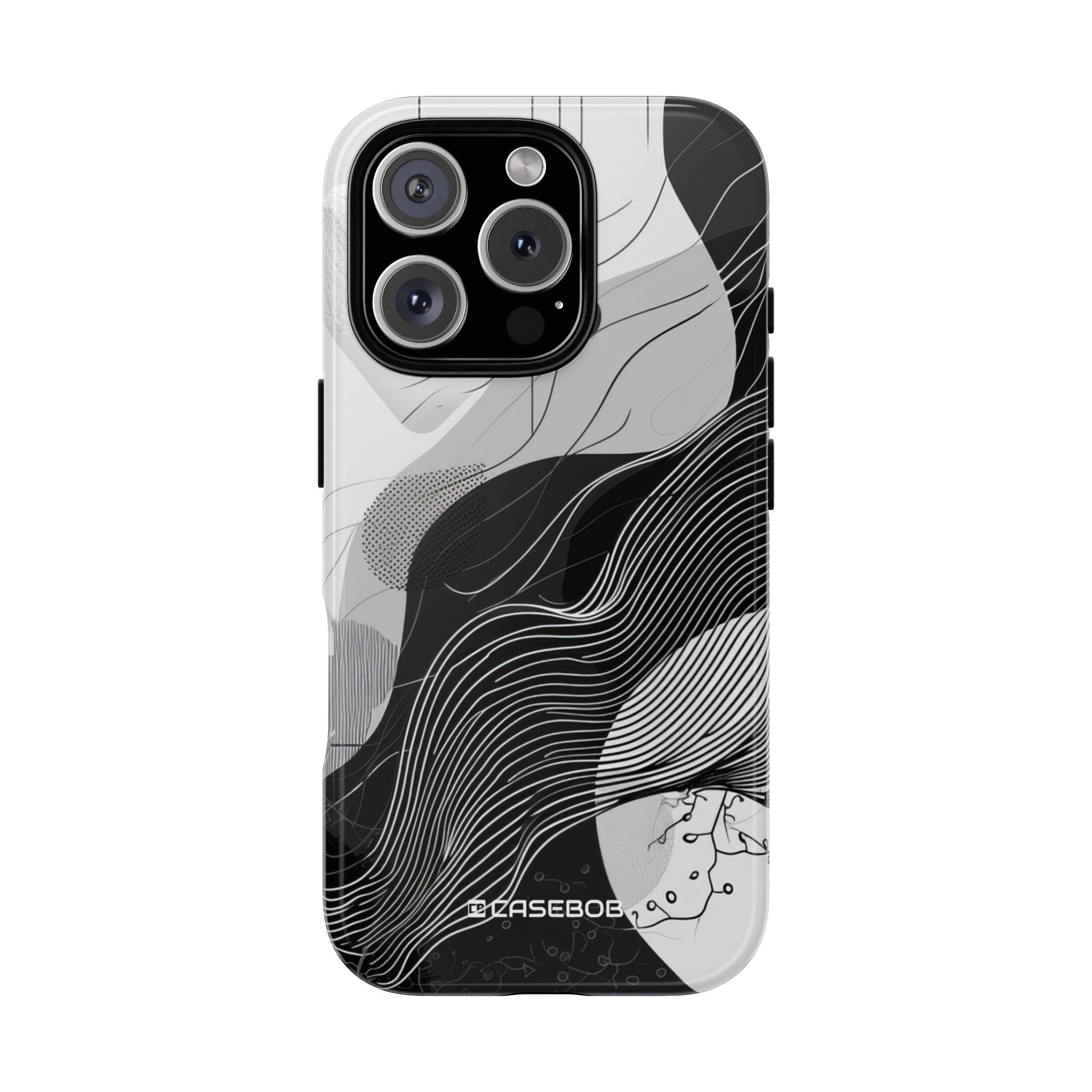 Monochrome Fluidity: Abstrakte Harmonie - für iPhone 16