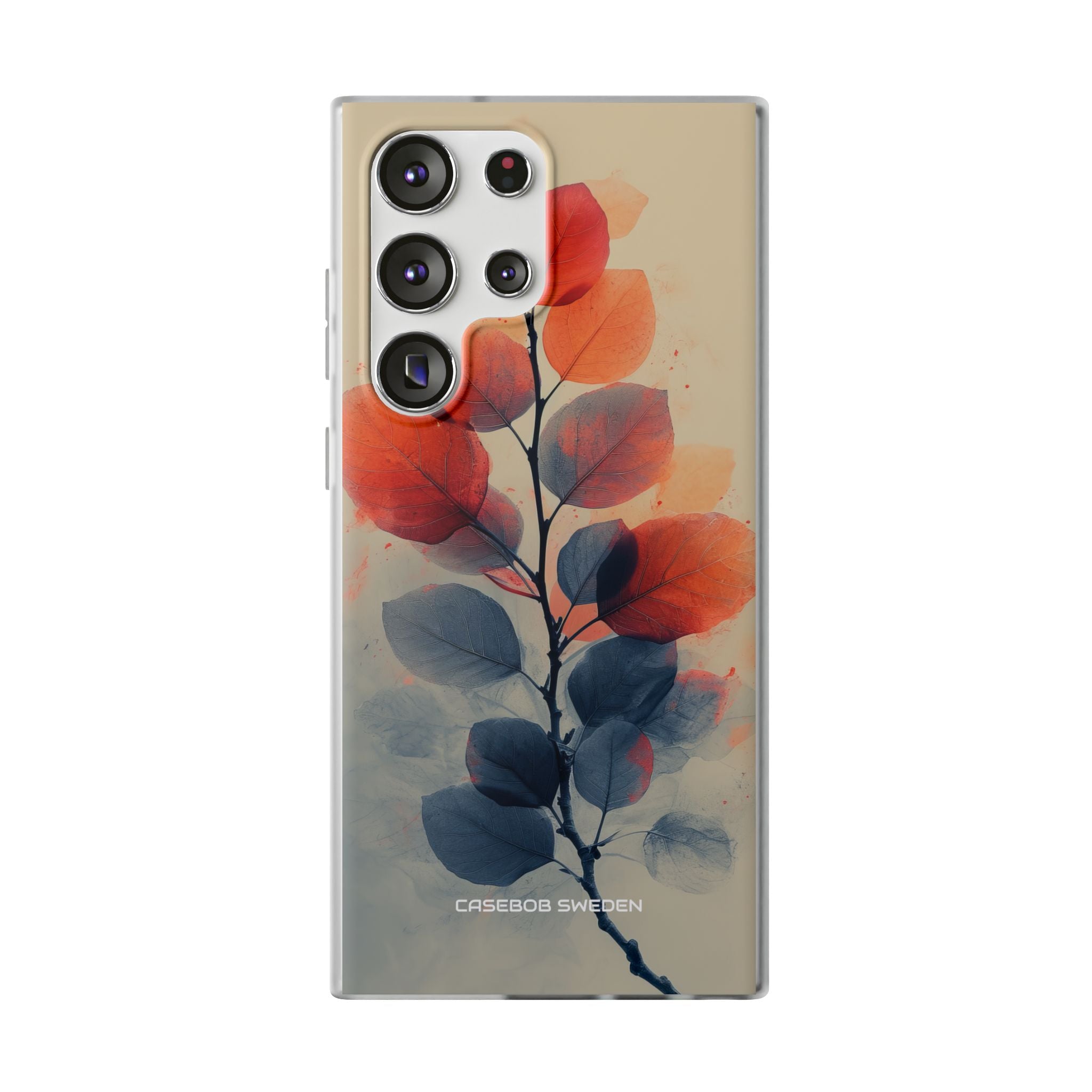 Orange Gray Leaves - Flexi Samsung S23 Phone Case