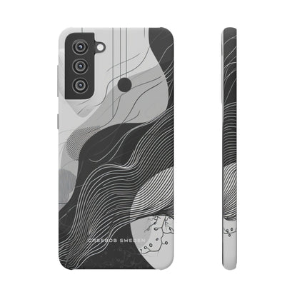 Fluid Rhythms: Monochrome Line Flow Samsung S21 - Slim Phone Case