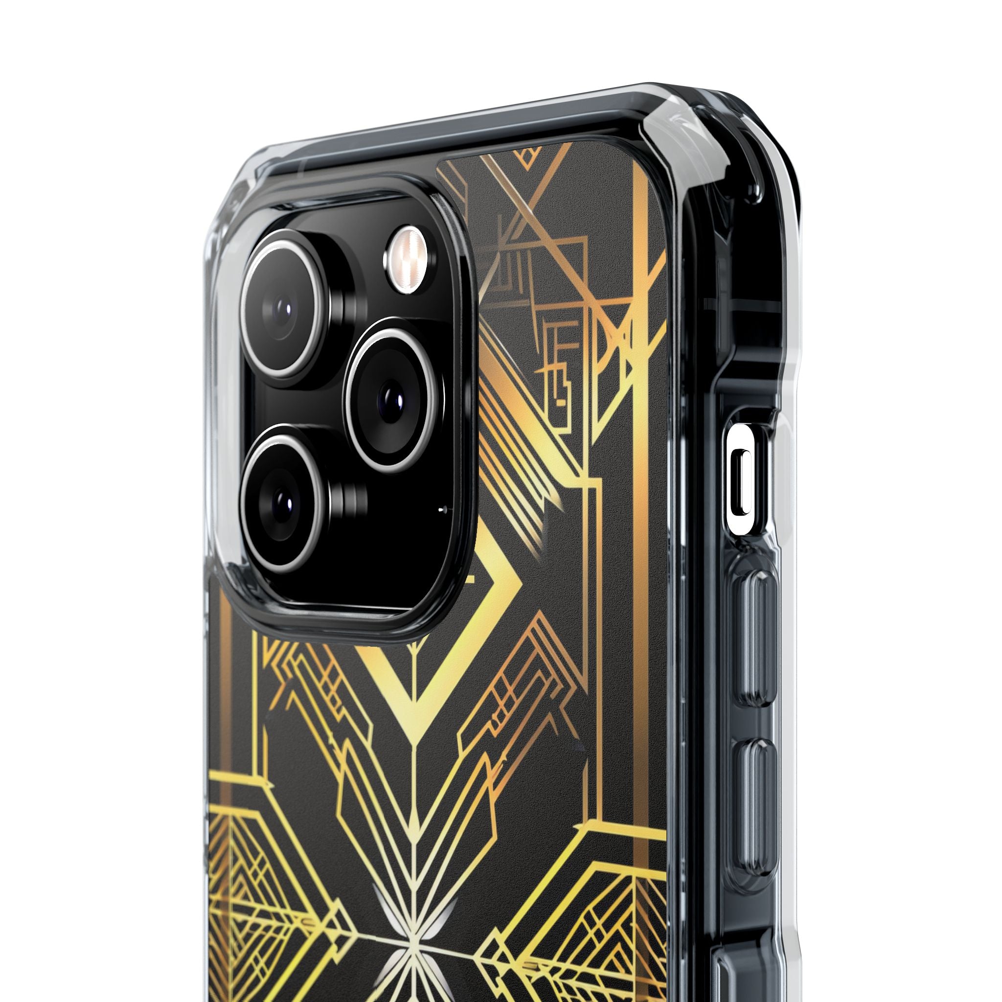 Golden Geometric Opulence iPhone 14 - Clear Impact Phone Case