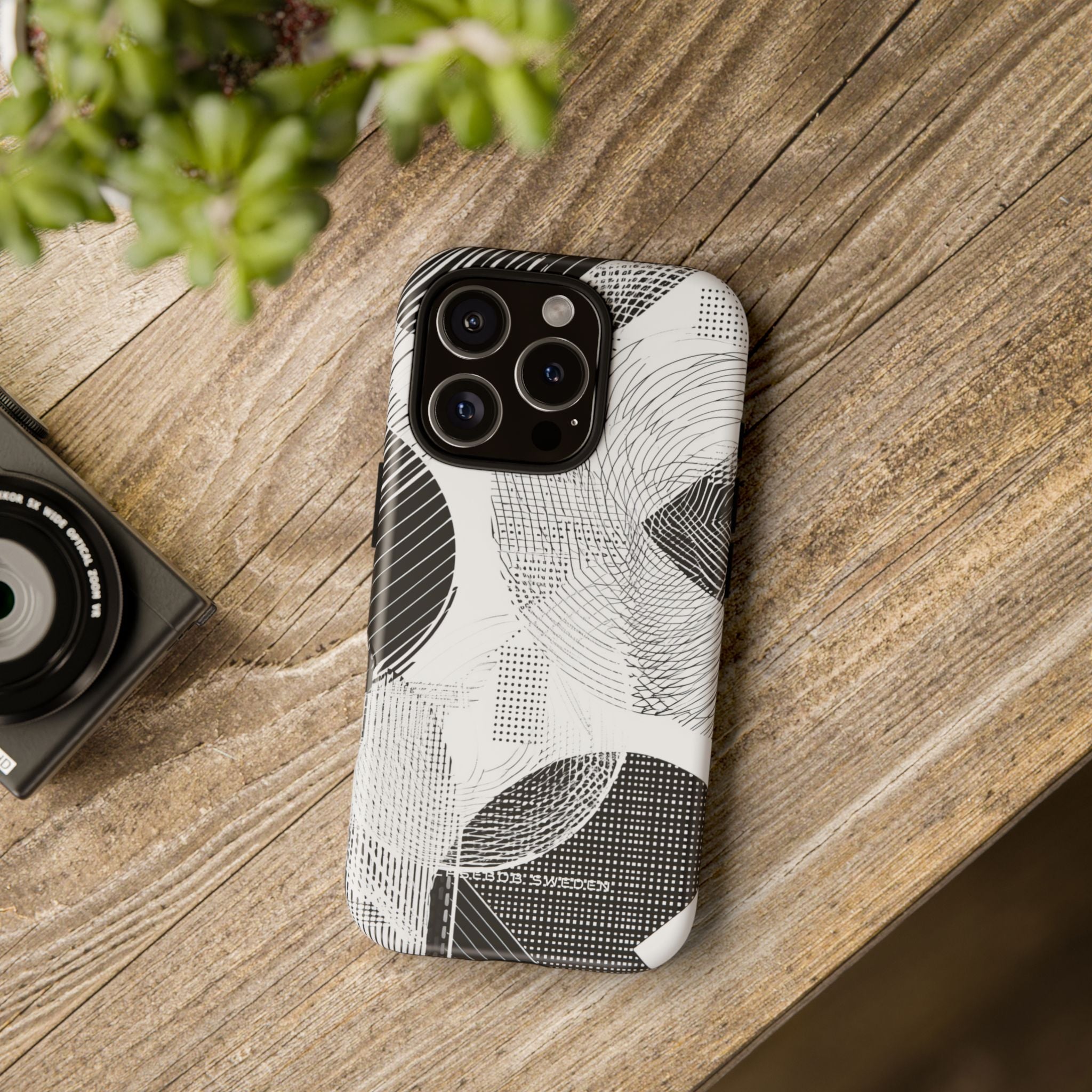 Geometric Monochrome Flow iPhone 16 - Tough Phone Case