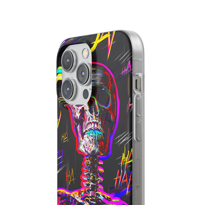 Neon Skeleton Laugh iPhone 14 Pro Max Case - Soft