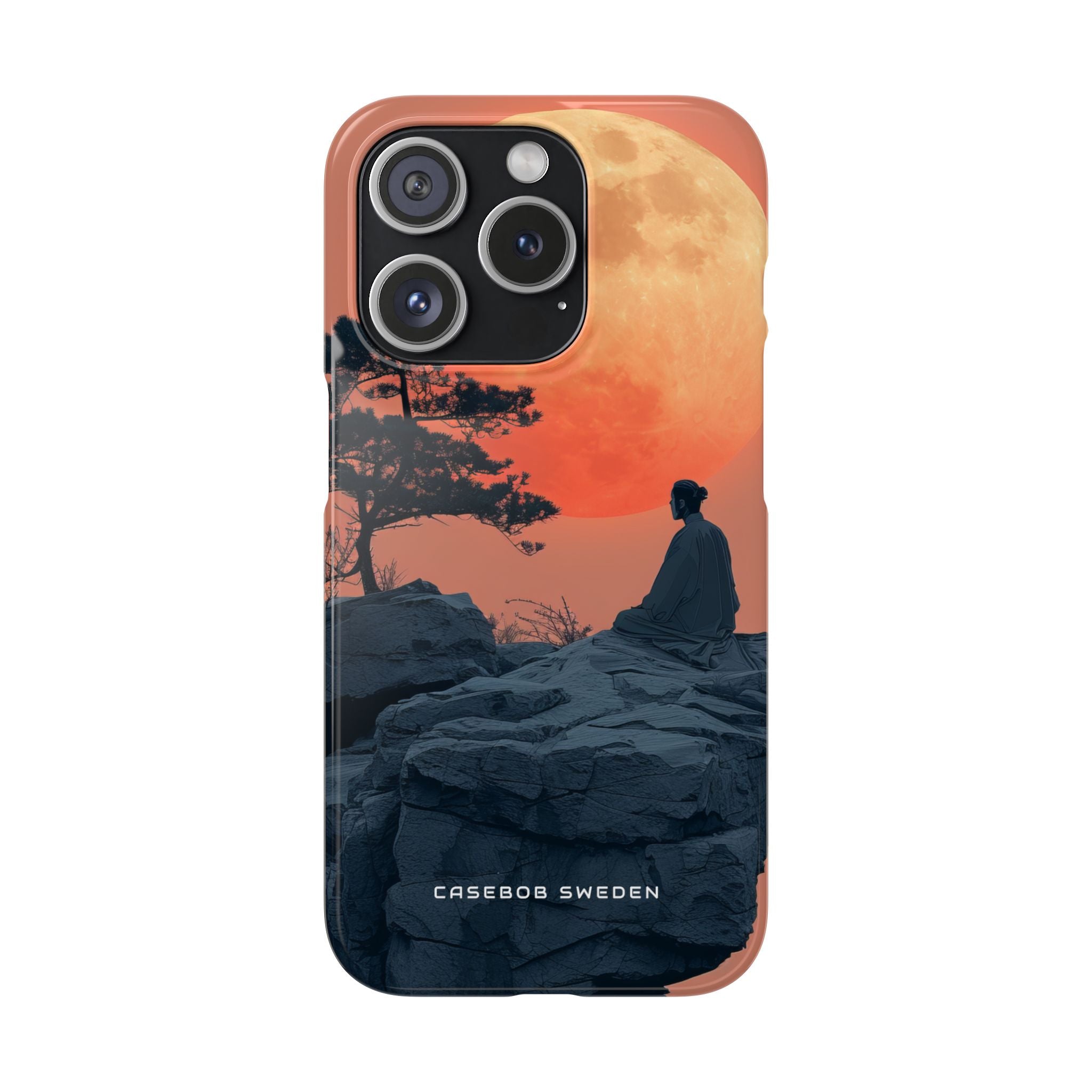 Zen Tranquility Under a Red Moon iPhone 15 - Slim Phone Case