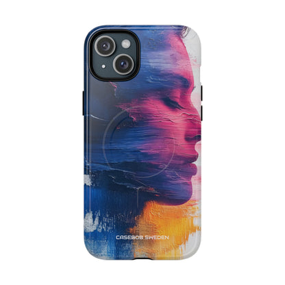 Blue Magenta Portrait - Tough + MagSafe® iPhone 15 Phone Case