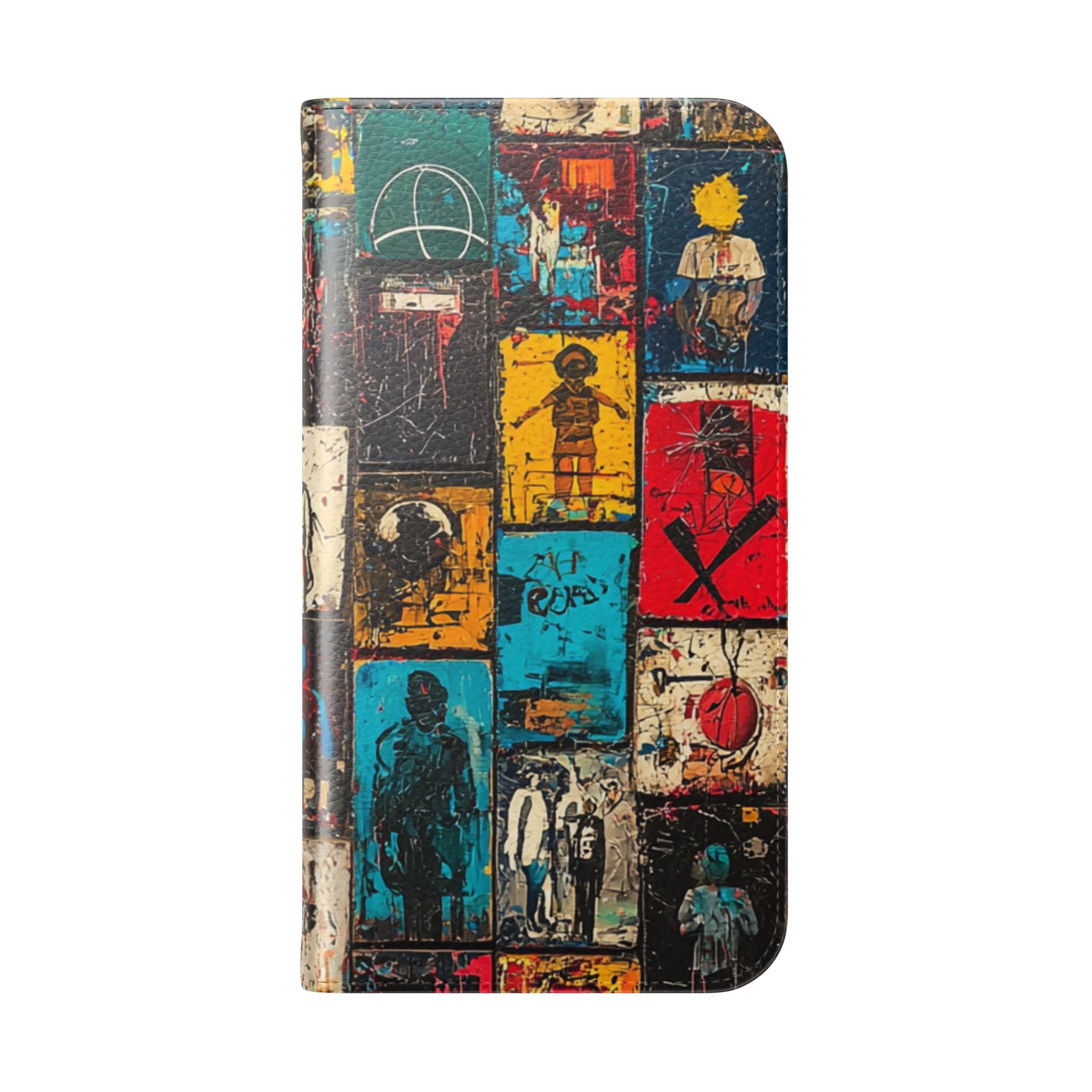 Portrait Grid Crimson - iPhone 15 Case - Wallet