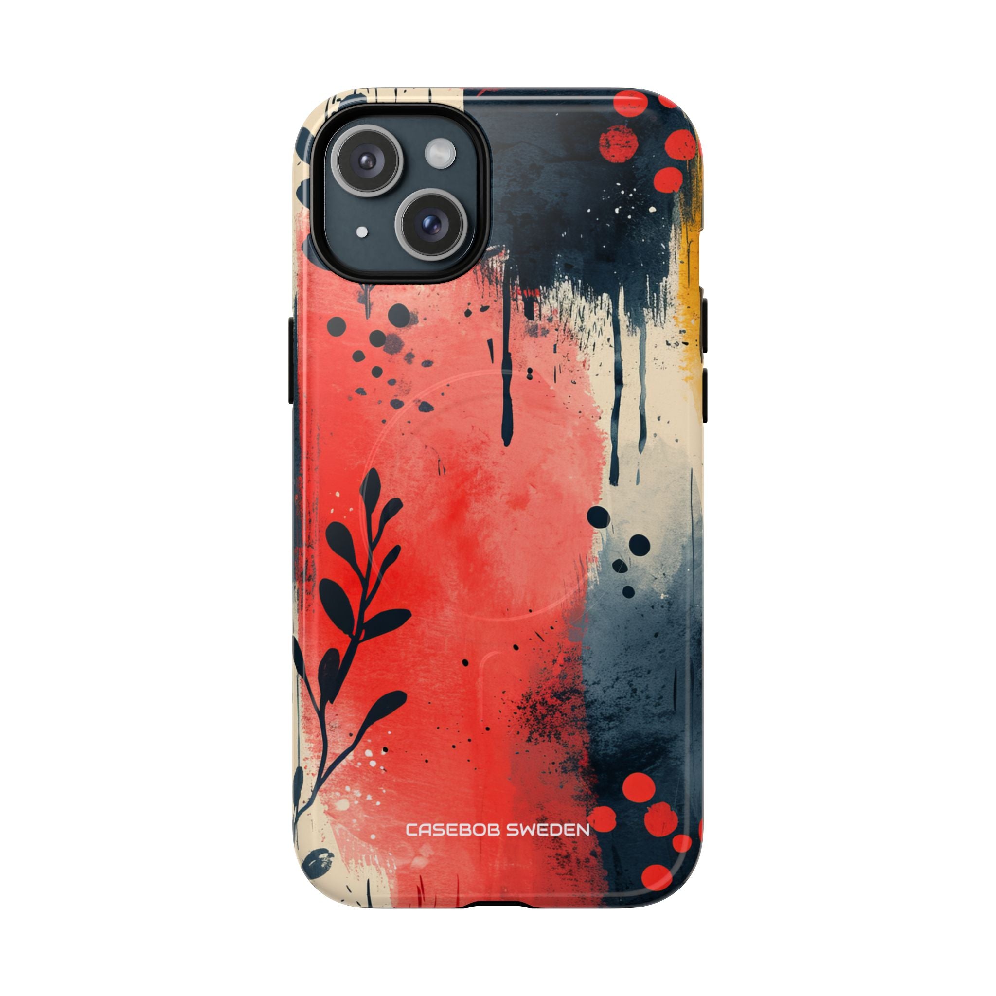 Red Blue Abstract Florals - Tough + MagSafe® iPhone 15 Phone Case