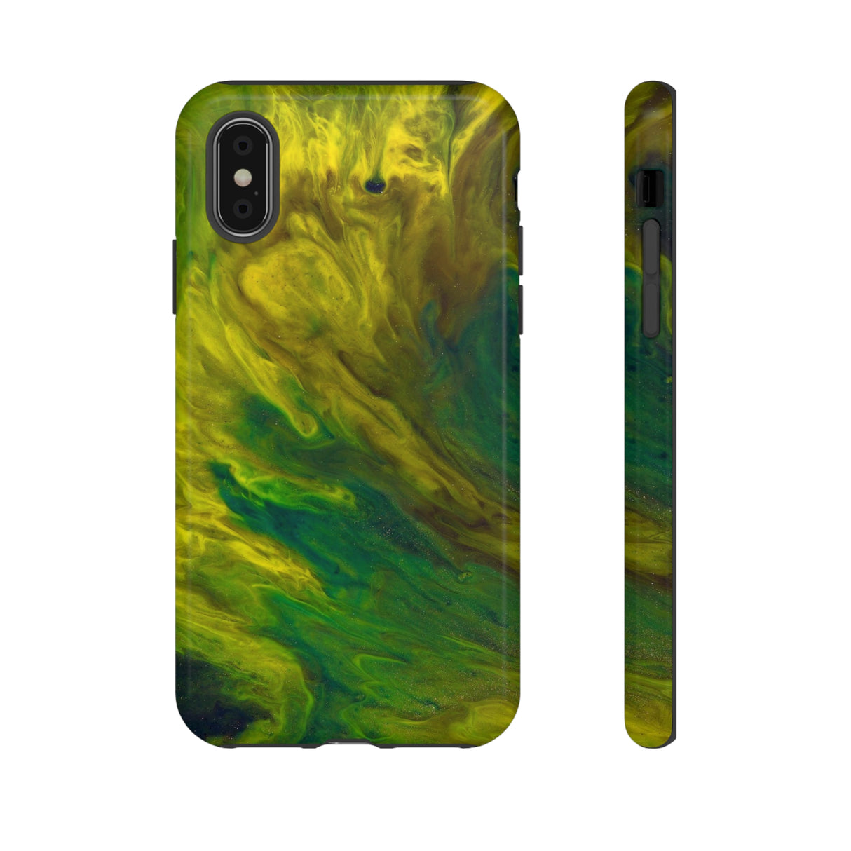 Neon Yellow Ink Art iPhone Case (Protective) iPhone X Glossy Phone Case