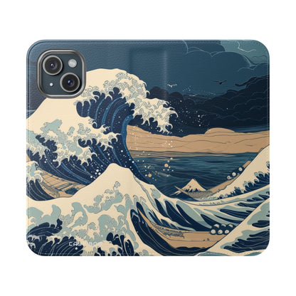 Cresting Navy Wave - iPhone 15 Case - Wallet