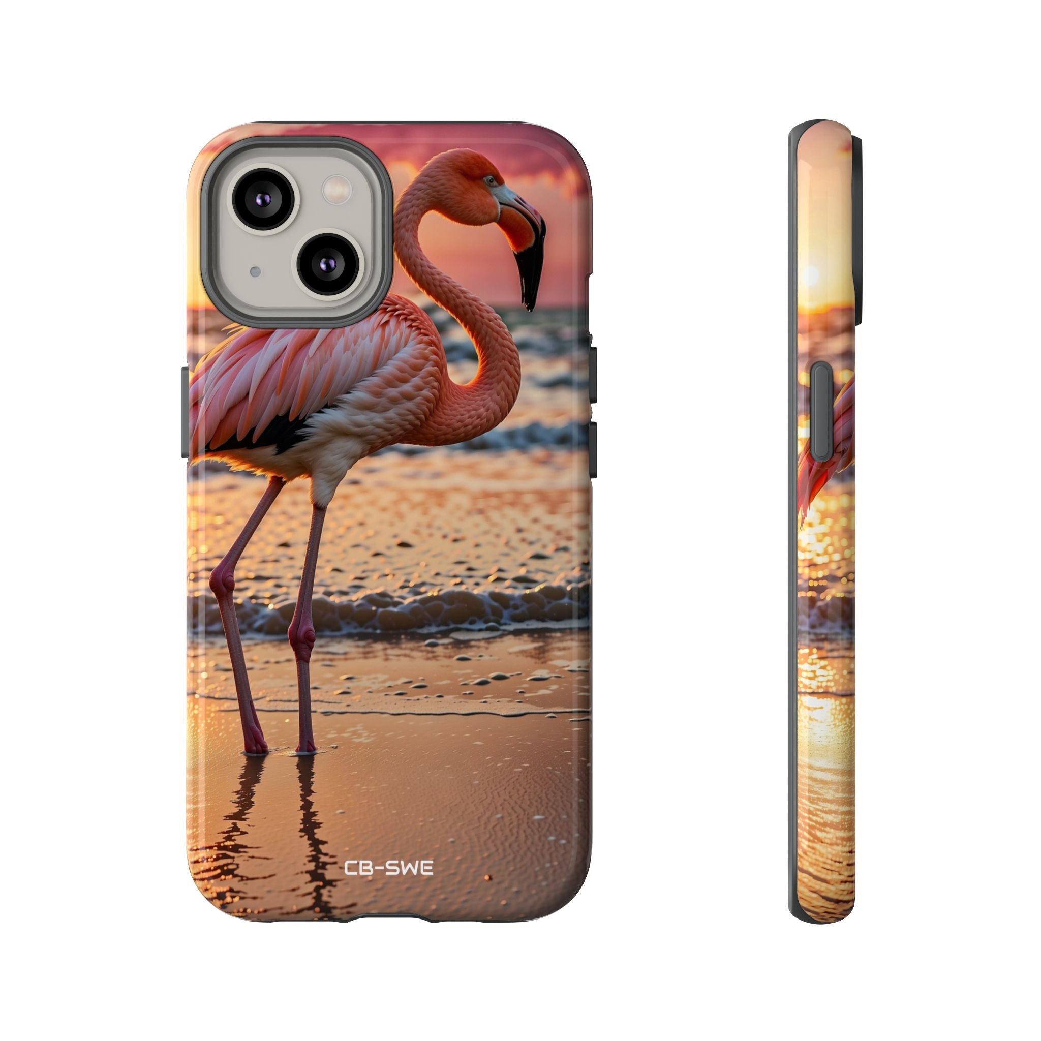 Sunset Flamingo Stand - iPhone Case