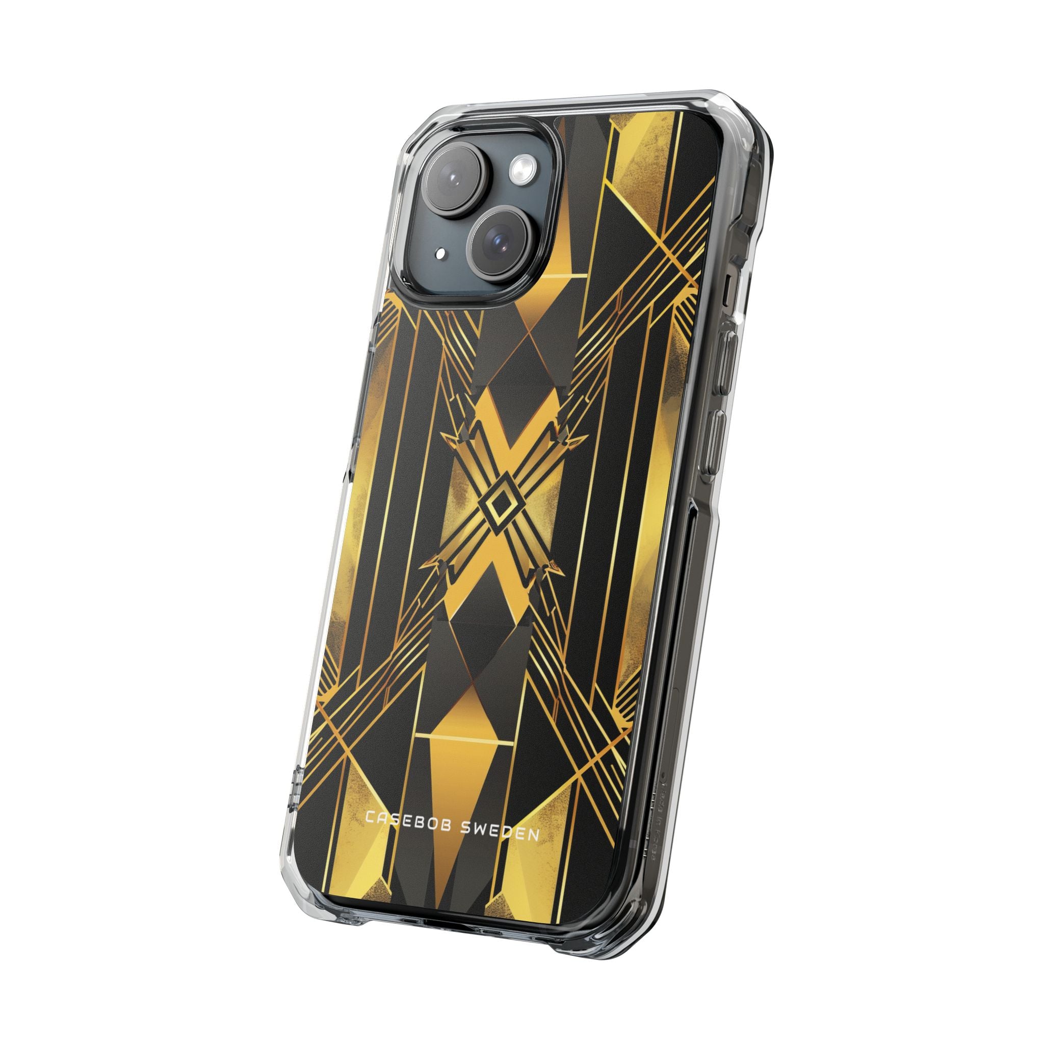 Golden Geometric Elegance iPhone 15 - Clear Impact Phone Case