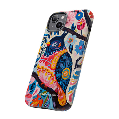 Whimsical Vintage Owl with Floral Charm iPhone 14 - Tough Phone Case