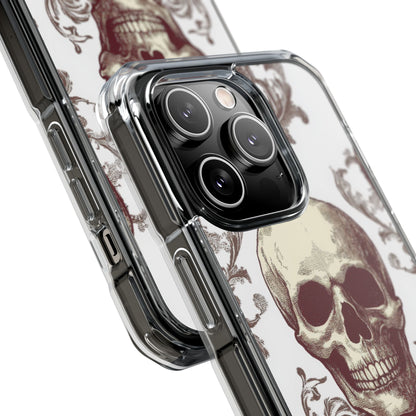 Gothic Skulls and Ornate Foliage iPhone 14 - Clear Impact Phone Case