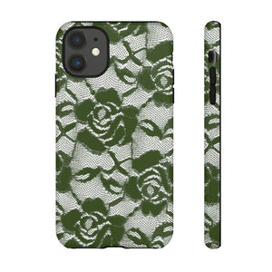 Green Lace Gothic Flower - Protective Phone Case