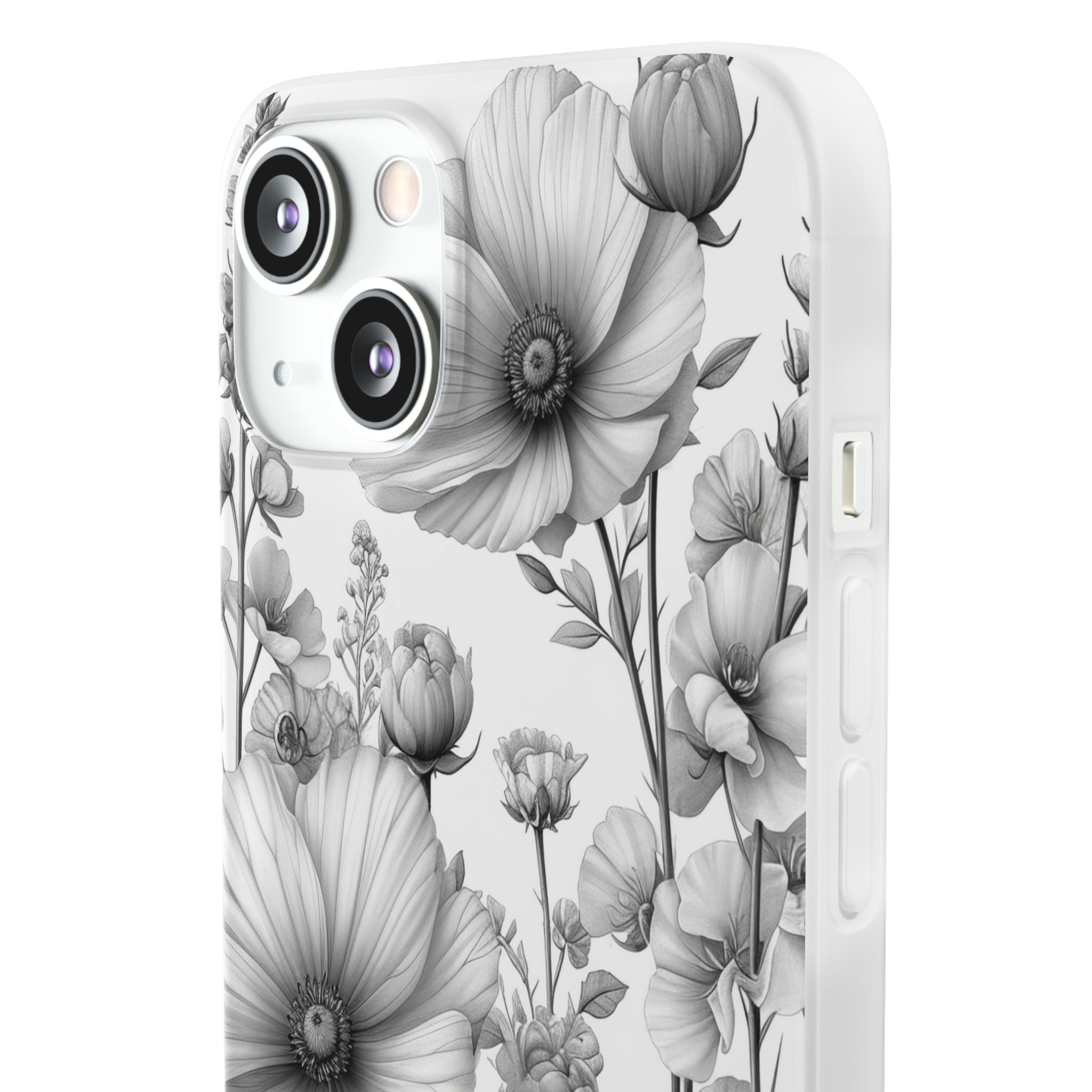 Monochrome Flora | Flexible Phone Case for iPhone